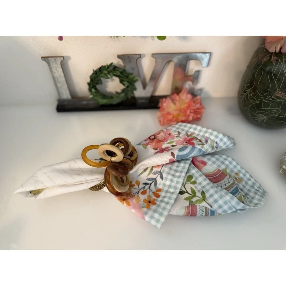Vintage Set‎ of 6 Bodrum Interlink Napkin Rings Mid Century Modern Table Decor